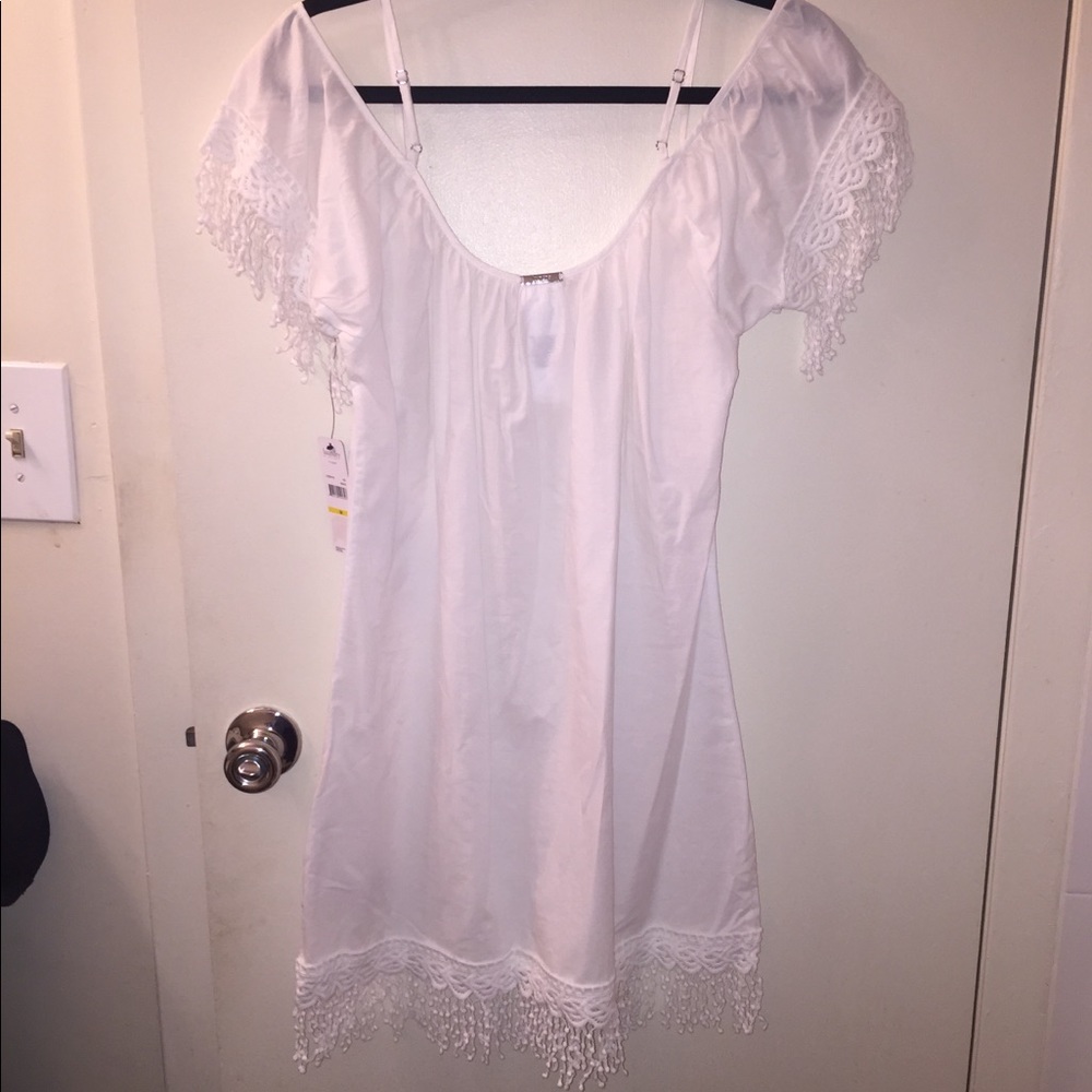 NWT! Laundry by Shelli Segal White Fringe Cover Up - Picture 6 of 6